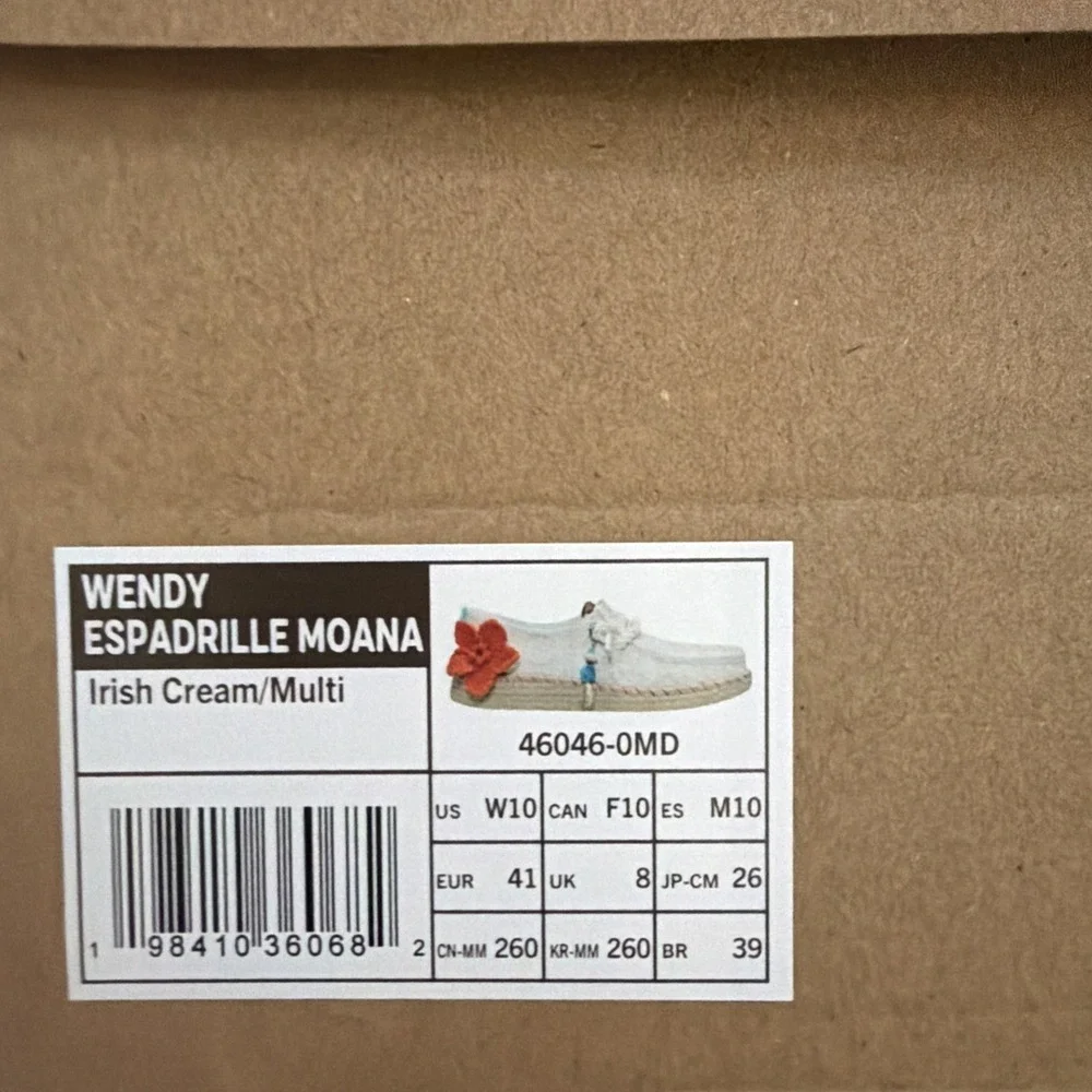 New Hey Dude Disney Moana Wendy Espadrille Slip On Shoes HTF Sz 10 Women's